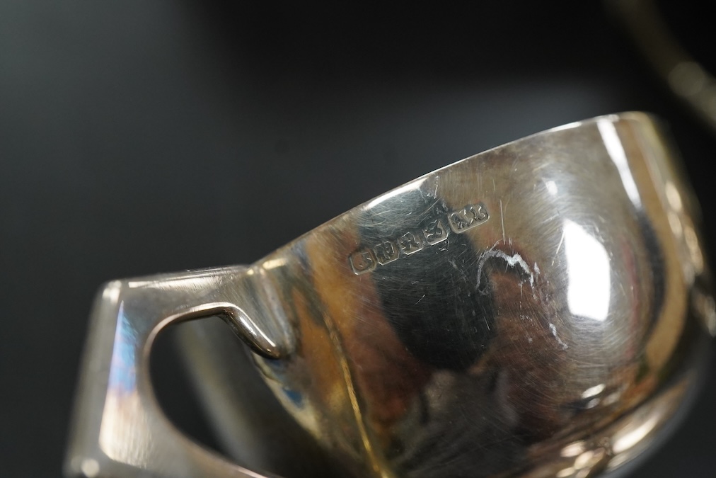 A collection of silver cruet items, napkin rings and other items various, weight approx. 15.37ozt